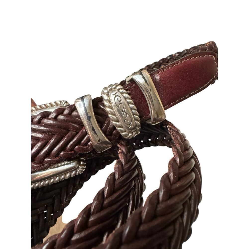 Brighton 2008 Brown Braided Leather Belt Medium/Large 32 Inch Silver Hardware - Picture 8 of 8